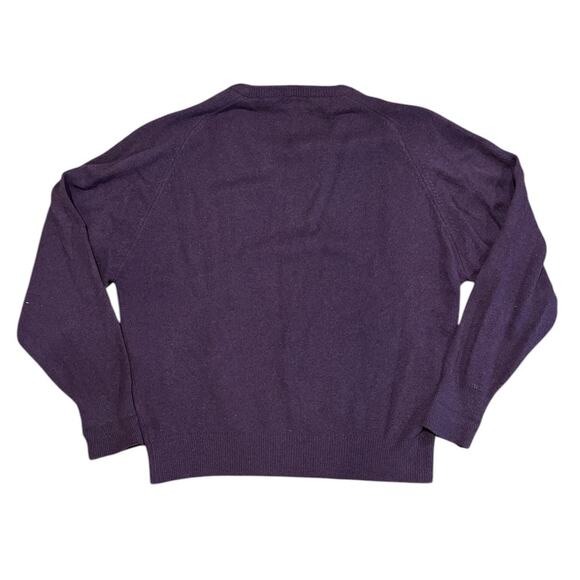 Men L.L. Bean 100% Lambswool V Neck Sweater Purple Made in Scotland Lightweight - Picture 2 of 3